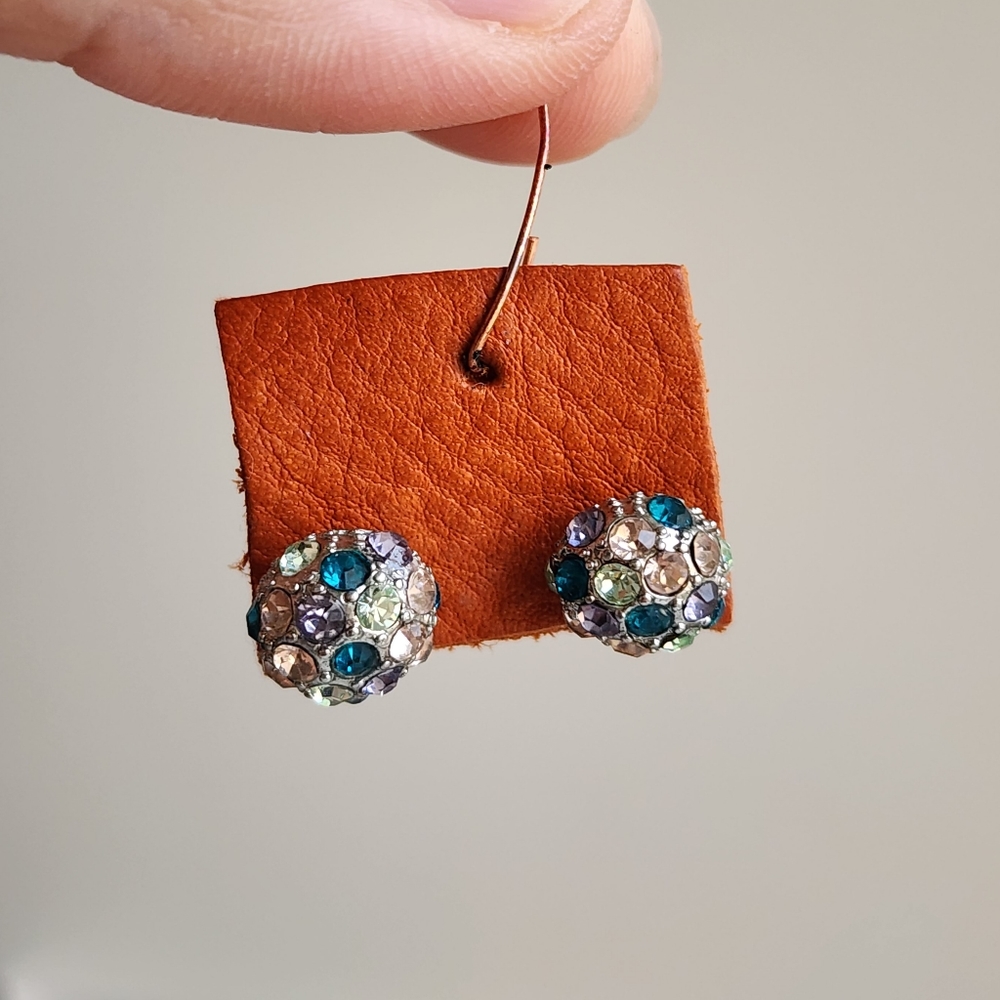 Multicolored Bejeweled Ball Stud Earrings
